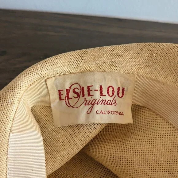 elsie lou originals vintage woven straw bucket hat 1940s 1950s - Picture 6 of 7